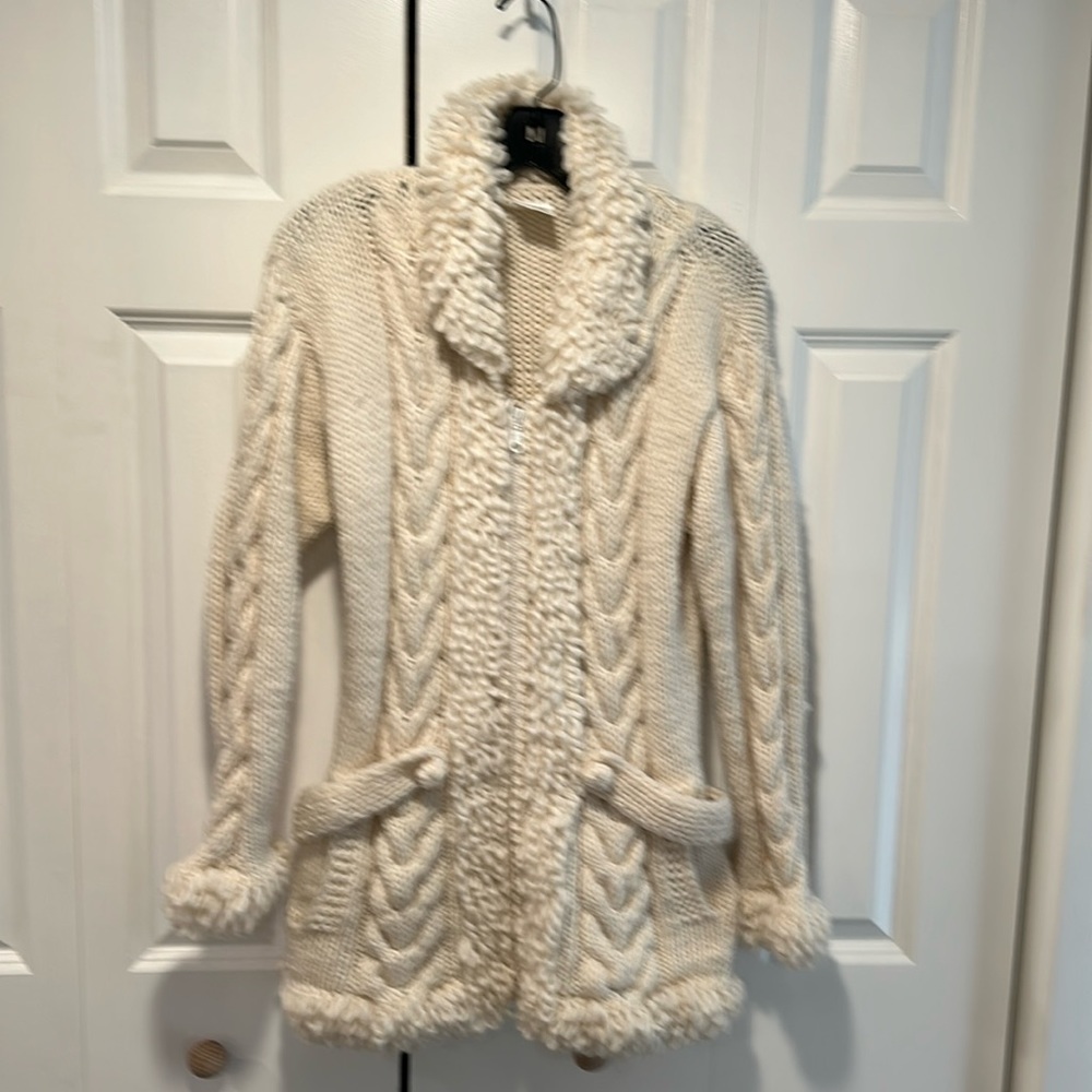 Hand Knit sweater coat; women's size 6-8.